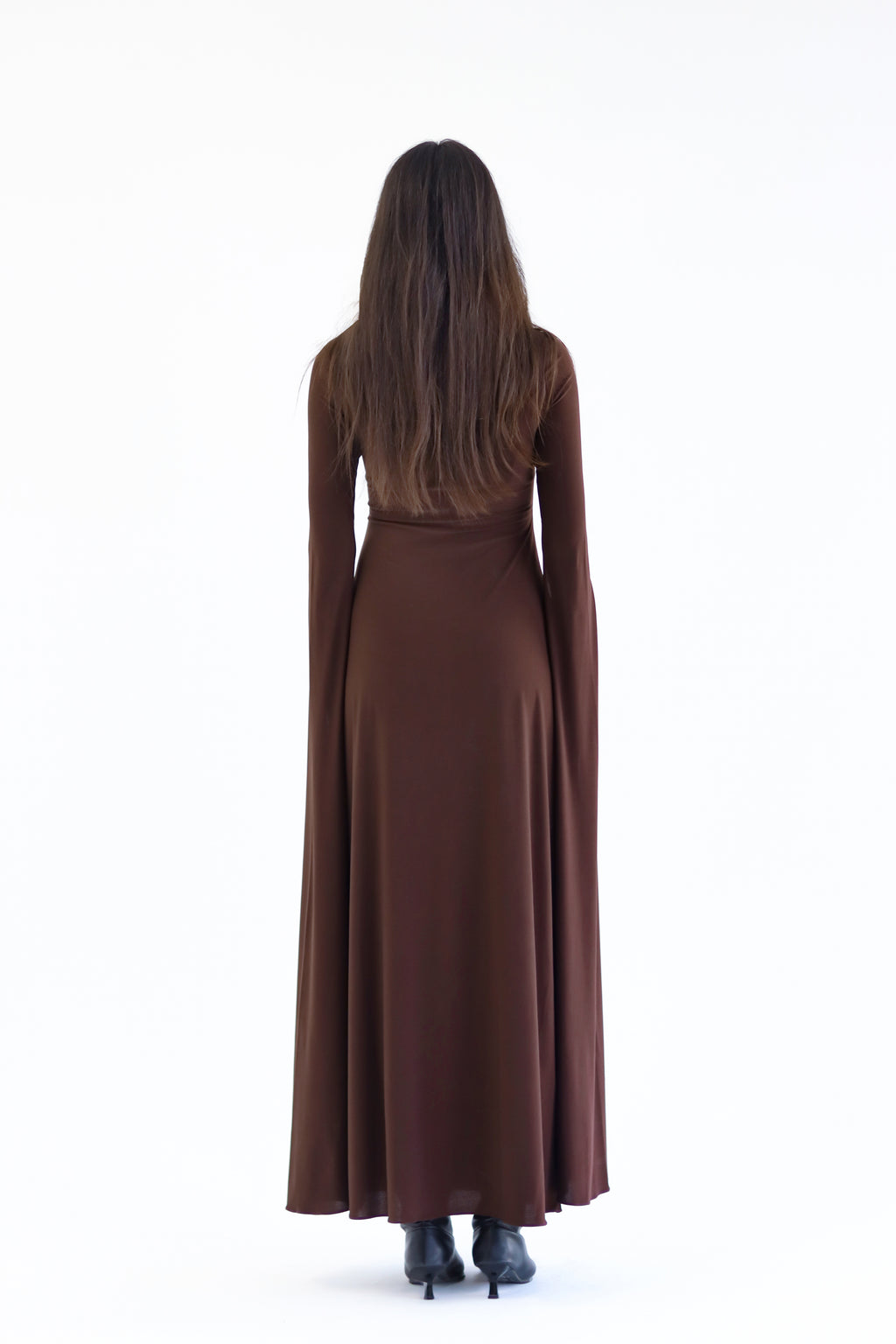 Sculpt Slit-Sleeve Maxi Dress - Brown