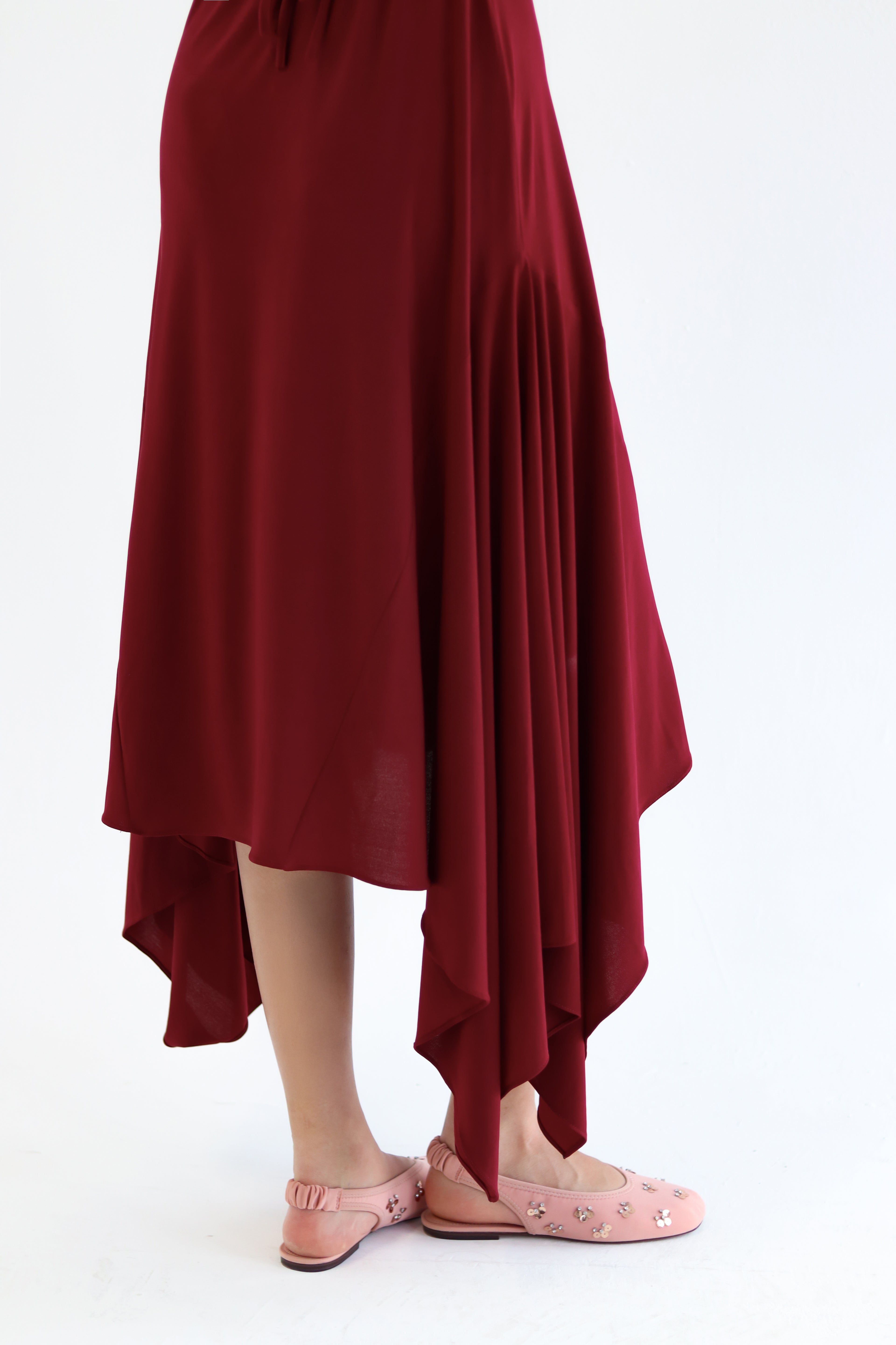 Sculpt Asymmetric Midi dress - Burgundy