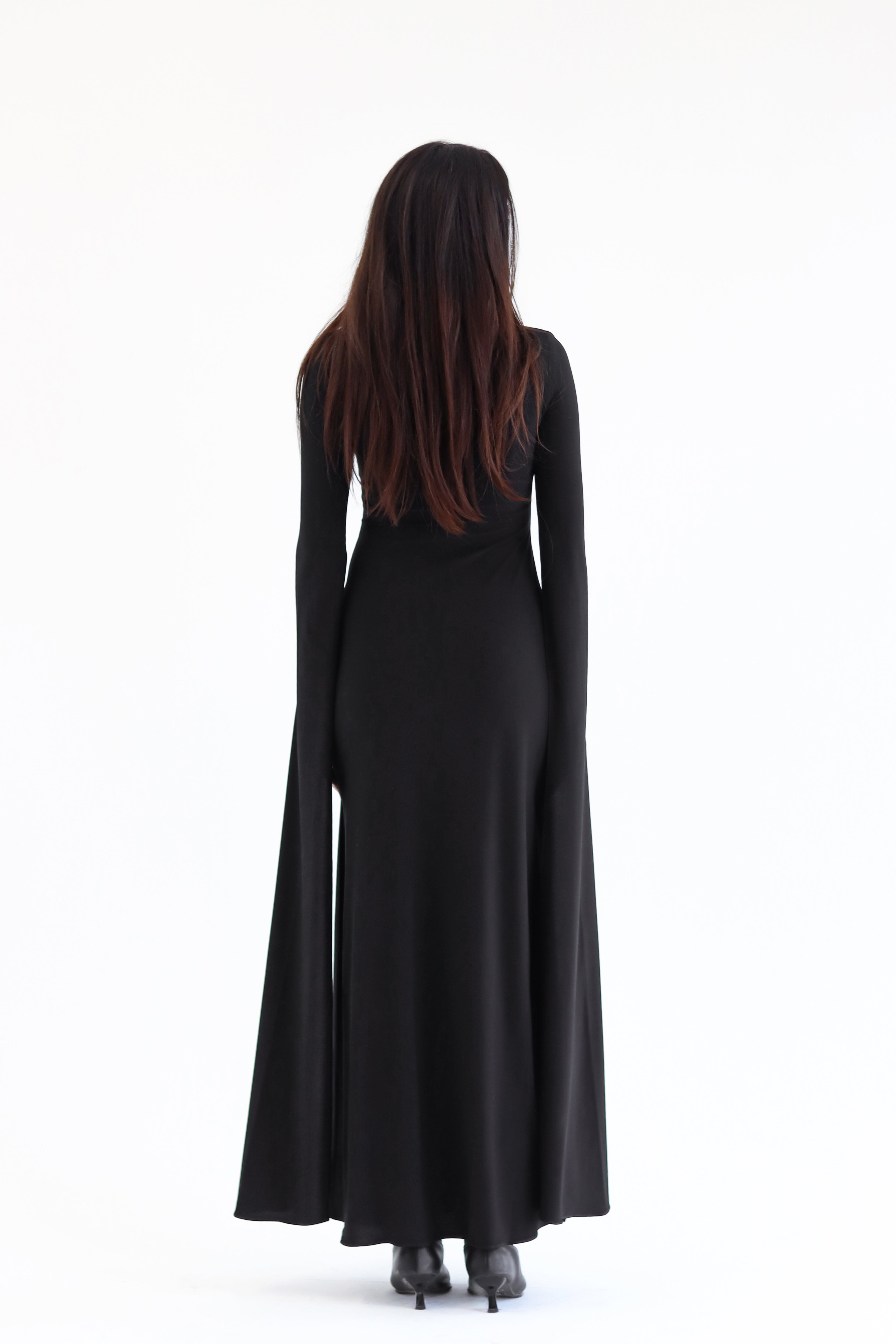 Sculpt Slit-Sleeve Maxi Dress - Black