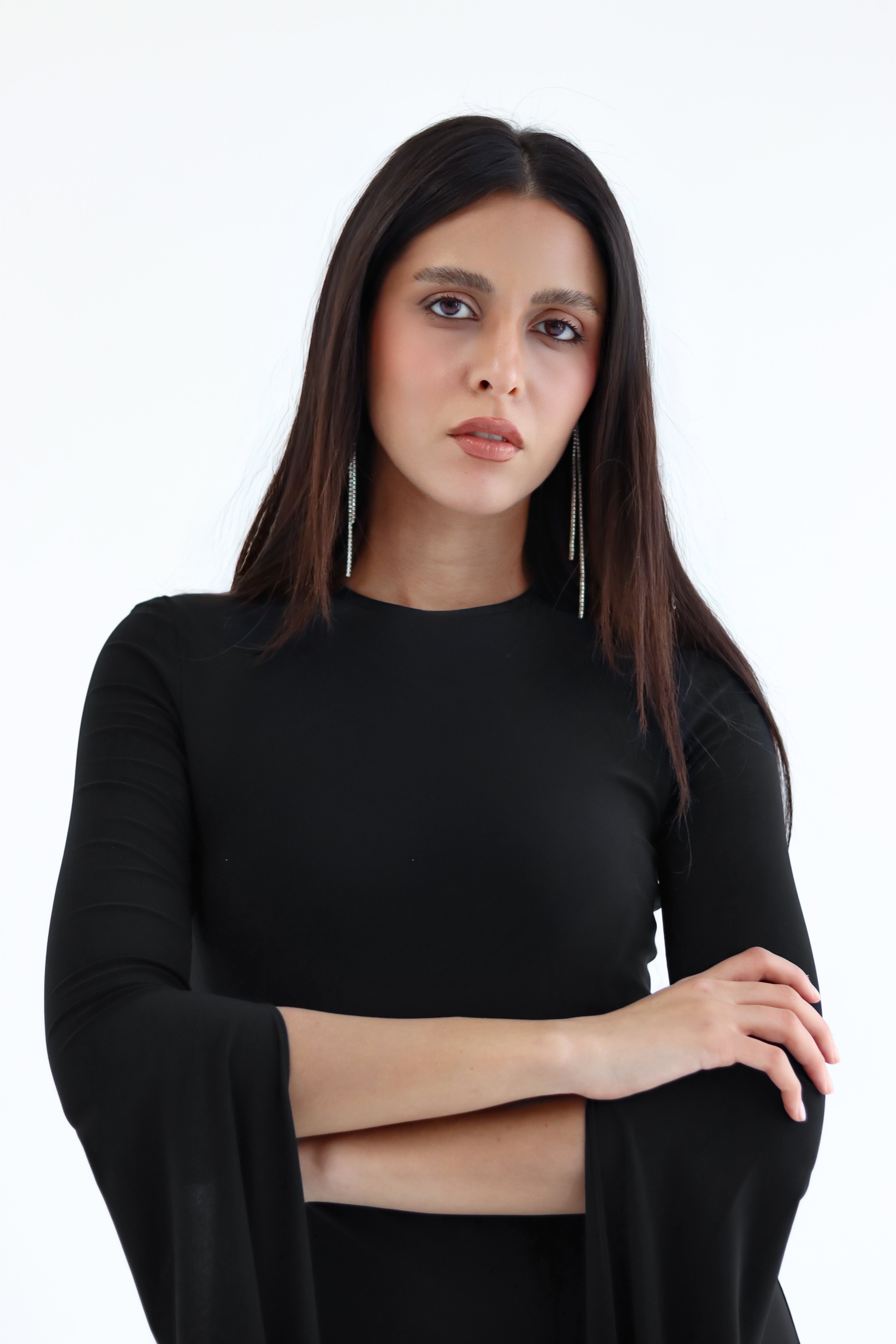 Sculpt Slit-Sleeve Maxi Dress - Black